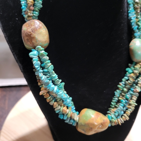 5 Strand Turquoise Nugget and Bead Necklace - Picture 6 of 6